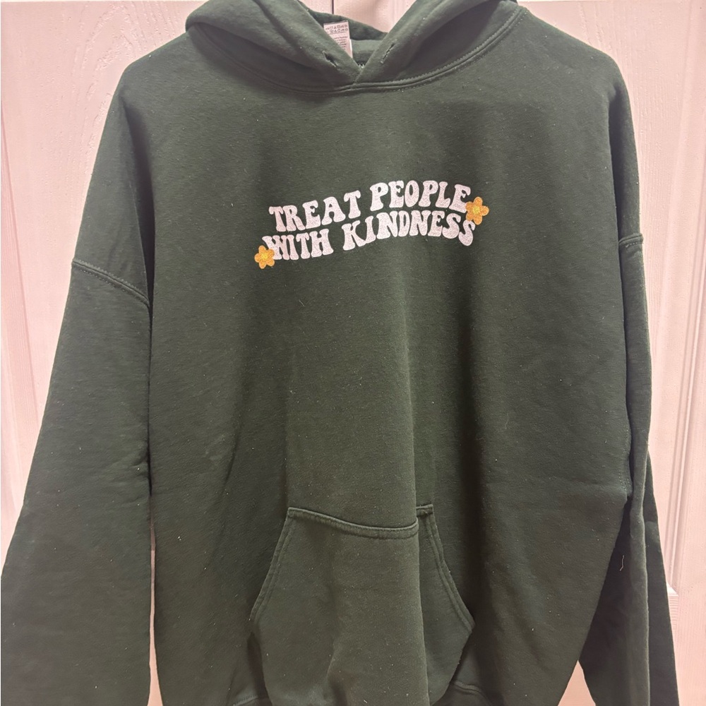 Green Hoodie Treat People With Kindness Print